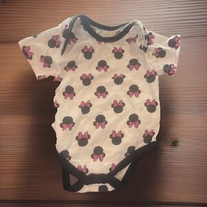 Cute Disney Baby Onesie with Minnie Mouse Bow Pattern EUC